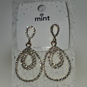 Mint Gold and Crystal Earrings